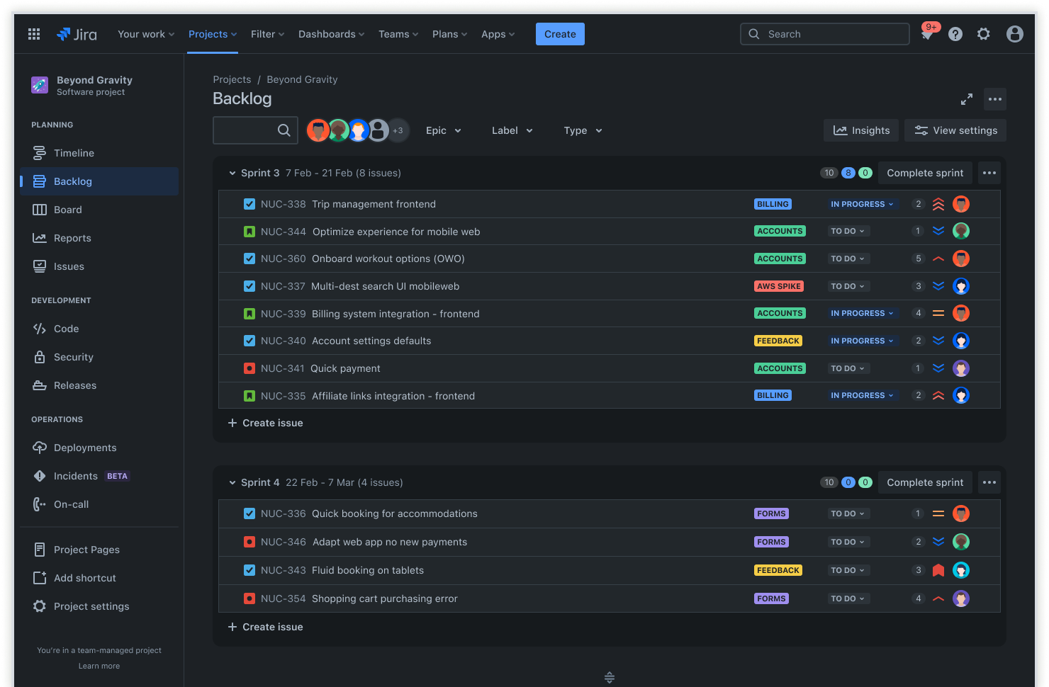 Screenshot: Jira-Boards.