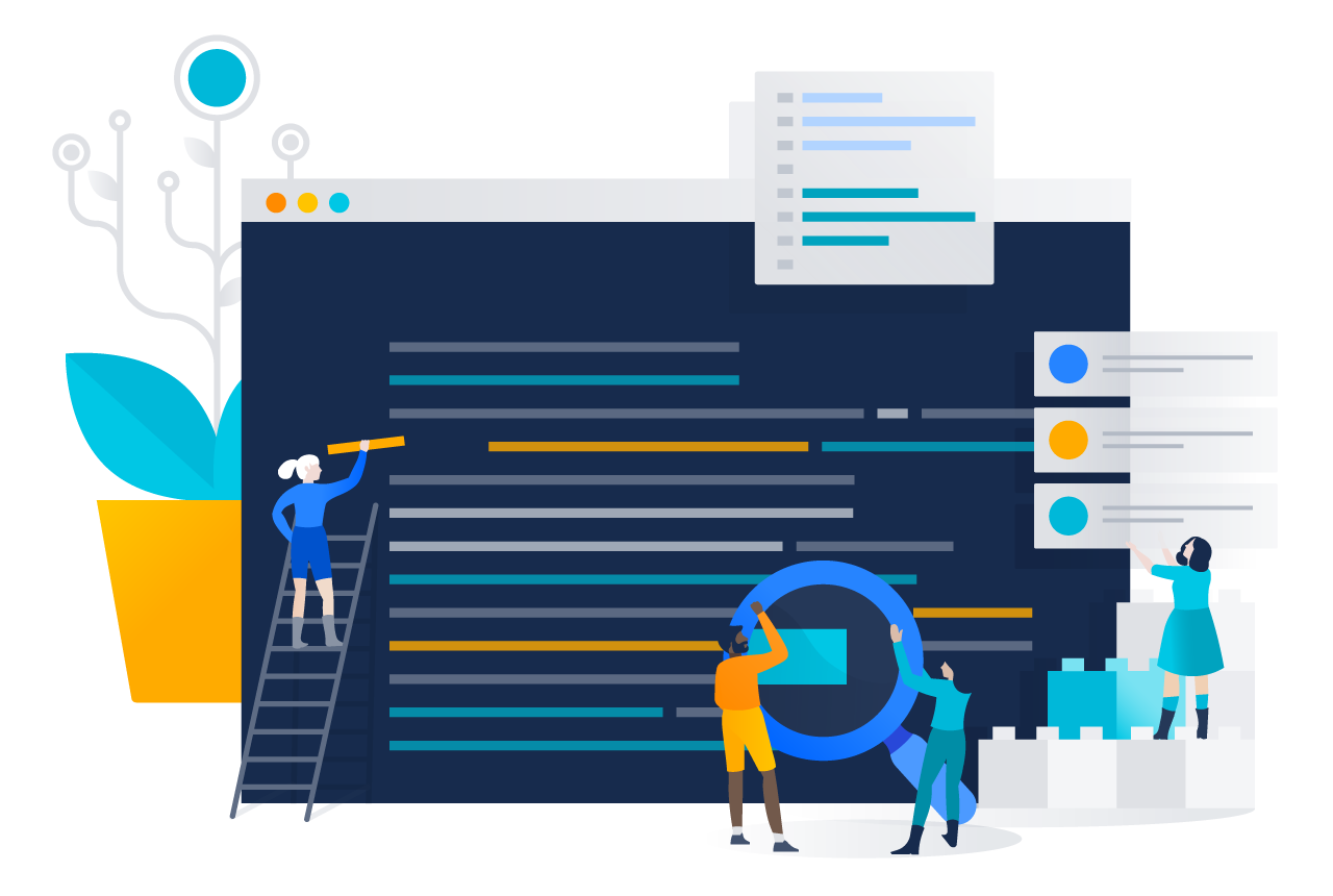 Une équipe travaille ensemble pour inspecter le code avant la livraison | CI/CD Atlassian