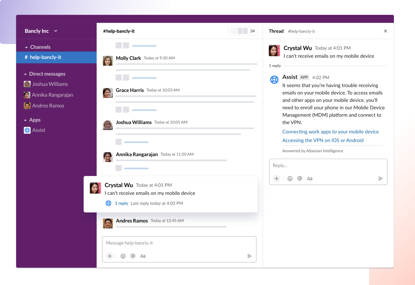 Captura de pantalla de Slack